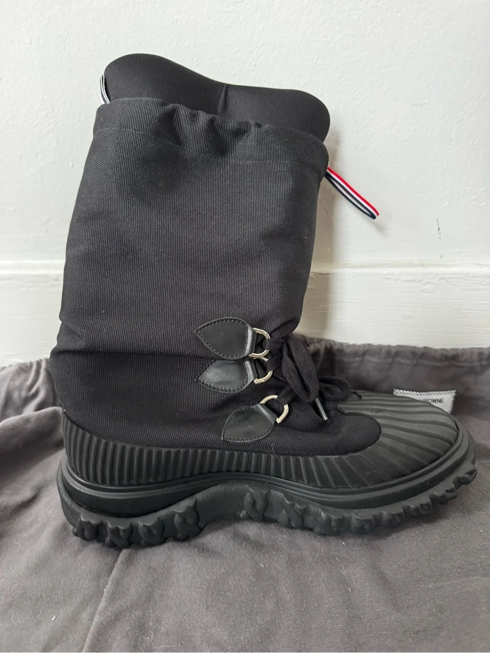 Thom Browne Black Men's Snow & Rain Lace-Up Boots